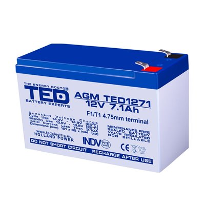 Acumulator AGM TED1271F1 12V 7.1Ah
