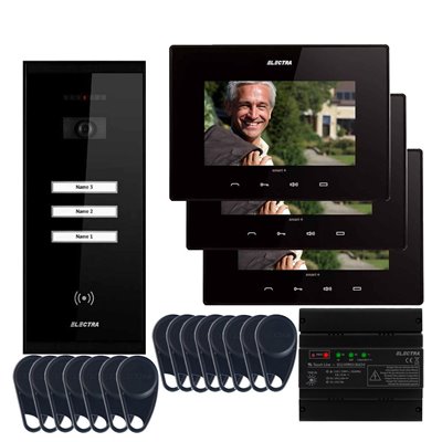 Videointerfon Electra Smart+ 7” pentru 3 familii montaj aparent