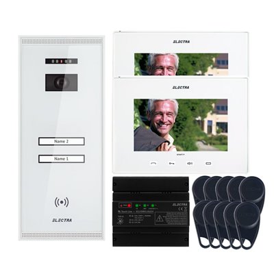 Videointerfon Electra Smart+  7” pentru 2 familii montaj aparent - alb