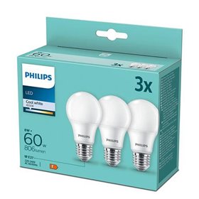 3 Becuri LED Philips A60, E27, 8W (60W), 806 lm, lumina neutra (4000K), mat