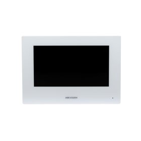 Monitor videointerfon WIFI 7inch color Hikvision DS-KH6320-WTE2-W conectare pe 2 fire, carcasa de culoare alba, ecran LCD 7 colo