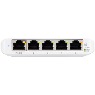 Ubiquiti USW-Flex-Mini-3 5-Port managed Gigabit Ethernet switch powered by 802.3af/at PoE or 5V, 1A USB-C power adapter