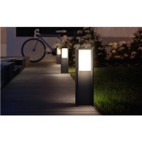 Stalp LED pentru exterior Philips Hue Turaco, 9W (60W), 806 lm, lumina calda (2700K), dimabila, IP44, 402x121mm, Antracit