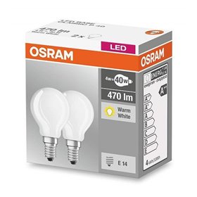 2 Becuri LED Osram Base Classic P, E14, 4W (40W), 470 lm, lumina calda (2700K), semi-transparent