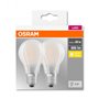 2 Becuri LED Osram Base Classic A, E27, 7W (60W), 806 lm, lumina calda (2700K), semi-transparent