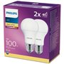 2 Becuri LED Philips A60, EyeComfort, E27, 13W (100W), 1521 lm, lumina calda (2700K), mat